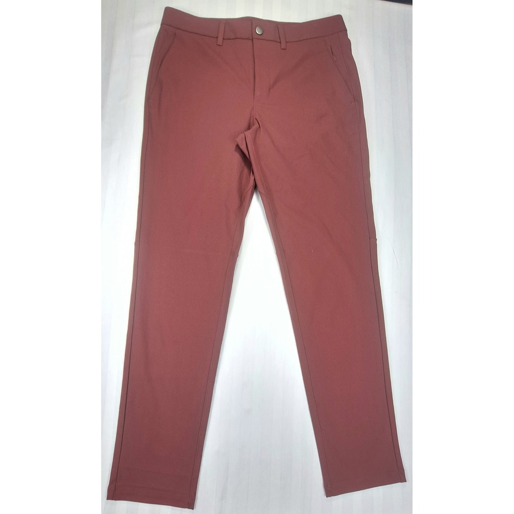 CRZ YOGA Mens Golf Pants Slim Fit 4-Way Stretch Terracotta Red Size 32x30